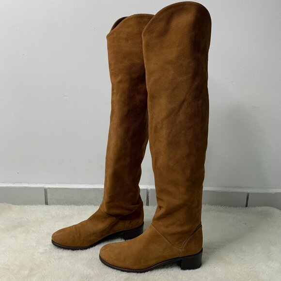 Stuart Weitzman Women's Caramel Brown Dunkirk Over-The-Knee Boots Size 6 - Picture 1 of 12